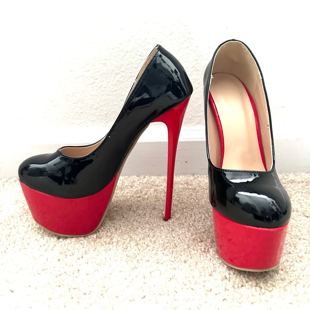 Black and Red Platform Patent Shiny Heels BRAND NEW!